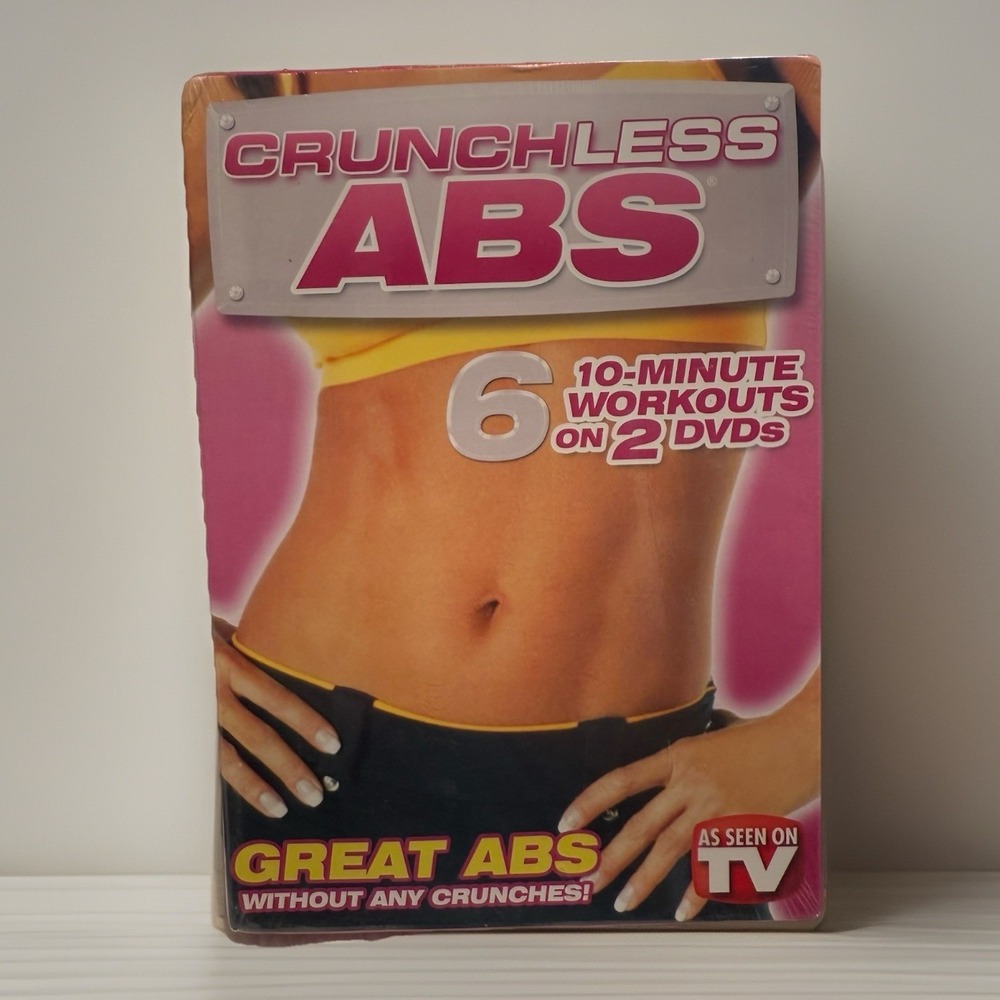Crunchless Abs 6 10-Minute Workouts 2 DVD Set Linda LaRue Bonus Recipe Book NEW
